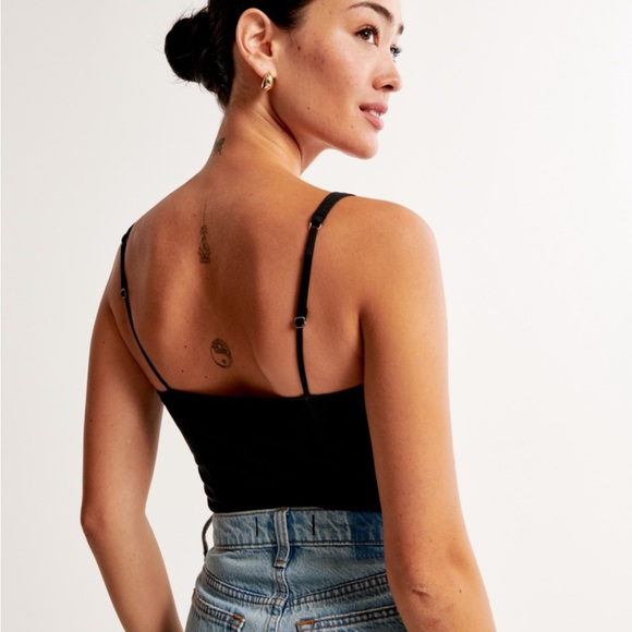 Abercrombie & Fitch Cotton-Blend Squareneck Corset in Black - Picture 2 of 3